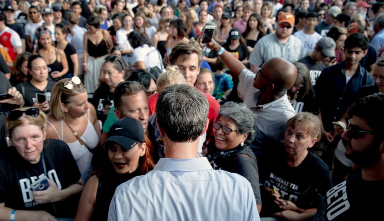 Democratic presidential candidate Beto O'Rourke greets supporters during a campaign rally, Friday, June 28, 2019, in Austin, Texas. 