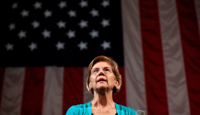 Democratic presidential candidate Sen. Elizabeth Warren, D-Massachusetts, speaks at an event.