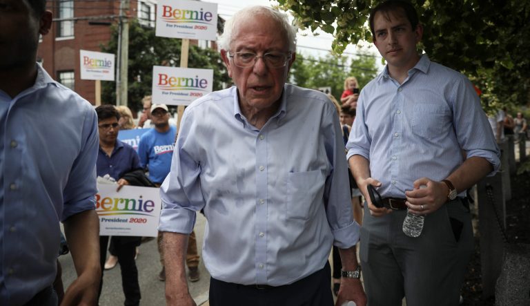 Democratic presidential candidate Sen. Bernie Sanders, I-Vt., attends the Nashua Pride Parade in Nashua, N.H. Saturday, June 29, 2019. 
