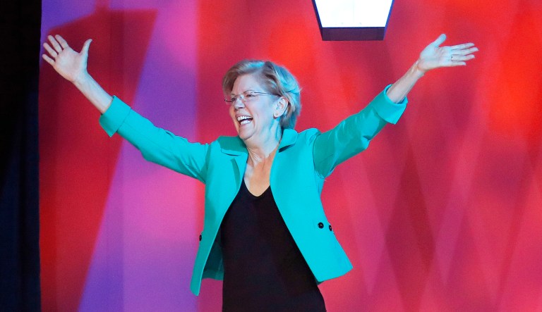 Democratic presidential candidate Sen. Elizabeth Warren, D-Massachusetts, arrives to speak.