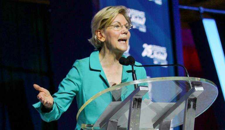 Sen. Elizabeth Warren, D-Massachusetts, speaks.