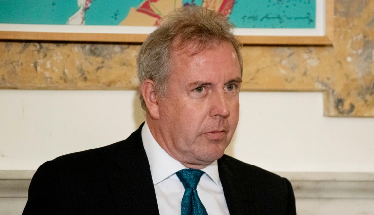 British Ambassador Kim Darroch speaks during an event in Washington.