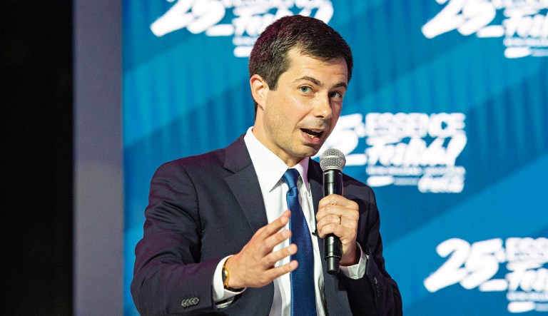 Democratic presidential candidate and South Bend, Indiana, Mayor Pete Buttigieg speaks.