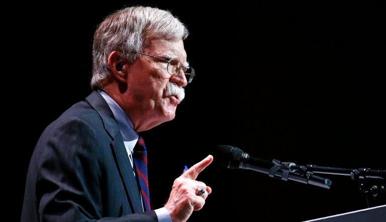 National security adviser John Bolton speaks.