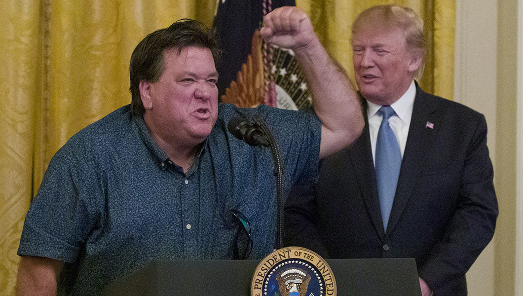 ‘You bring my heart to warmth’: Bait and tackle store owner delivers impassioned speech from presidential podium