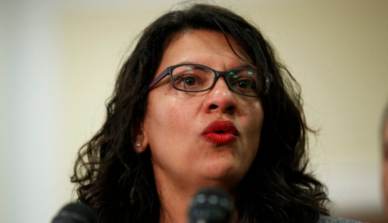 Rep. Rashida Tlaib, D-Mich., ahead of a House subcommittee hearing on the treatment of immigrant children at the southern border, Wednesday, July 10, 2019, on Capitol Hill in Washington. 