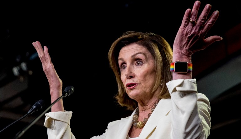 House Speaker Nancy Pelosi of California meets with reporters on Capitol Hill in Washington.