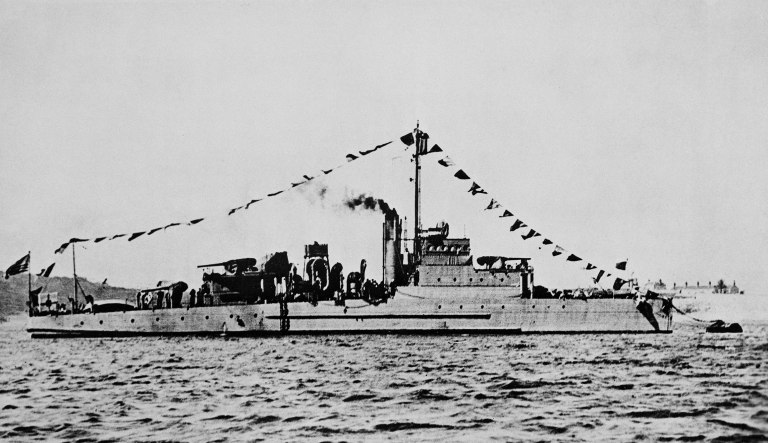 This undated photo of an Eagle Boat provided by the U.S. Navy, is a class built in World War I, similar to a vessel which exploded off Cape Elizabeth, Maine, on April 23, 1945.
