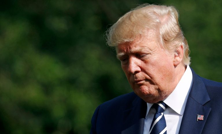 President Donald Trump arrives at the White House in Washington, Sunday, July 21, 2019, after spending the weekend at his golf club in Bedminster, N.J. 