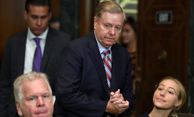 Senate Judiciary Committee Chairman Sen. Lindsey Graham, R-S.C., arrives for a hearing with FBI Director Christopher Wray, on Capitol Hill in Washington, Tuesday, July 23, 2019. 