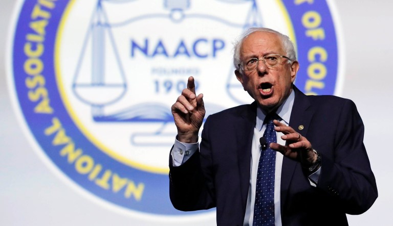 Democratic presidential candidate Sen. Bernie Sanders, I-Vermont, speaks.