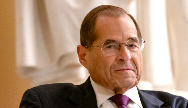 House Judiciary Committee Chairman Jerrold Nadler, D-N.Y., prepares for a TV news interview at the Capitol in Washington, Friday, July 26, 2019. 