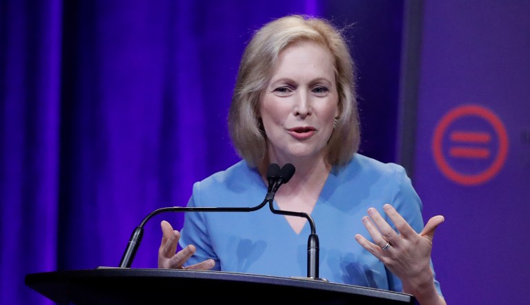 Democratic presidential candidate Sen. Kirsten Gillibrand, D-New York, speaks.