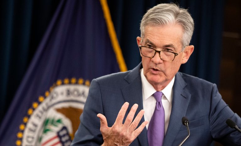 Federal Reserve Chairman Jerome Powell speaks during a news conference following a two-day Federal Open Market Committee meeting in Washington, Wednesday, July 31, 2019. 
