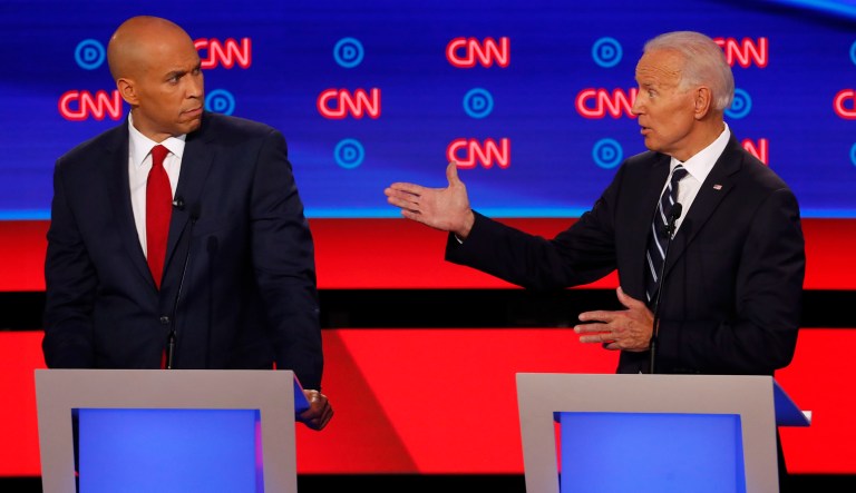 Cory Booker debates with Joe Biden.