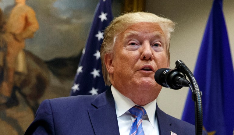 President Trump speaks in Washington.