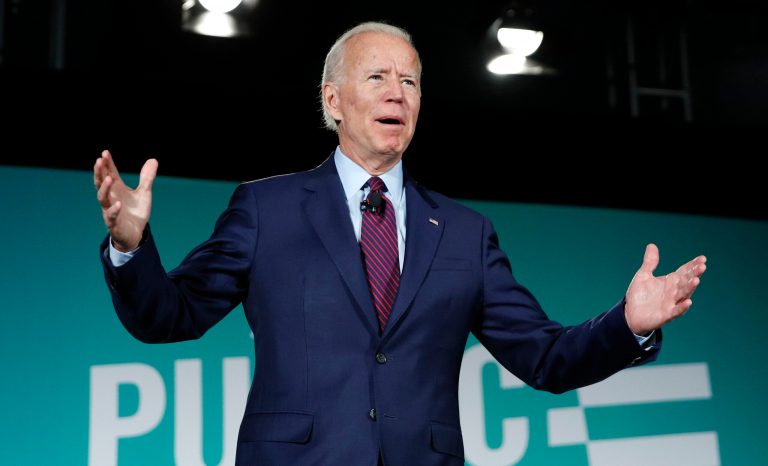 Former Vice President and Democratic presidential candidate Joe Biden speaks during a public employees union candidate forum Saturday, Aug. 3, 2019, in Las Vegas. 