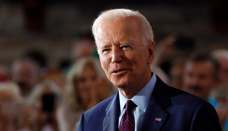 Democratic presidential candidate former Vice President Joe Biden speaks.