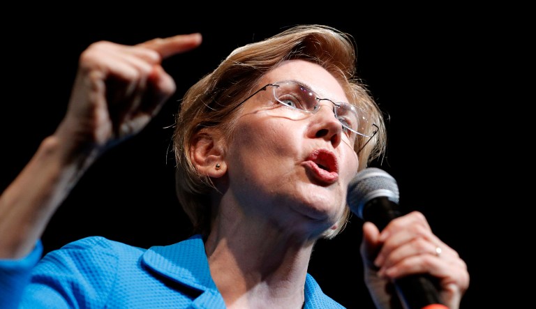 Democratic presidential candidate Sen. Elizabeth Warren speaks.