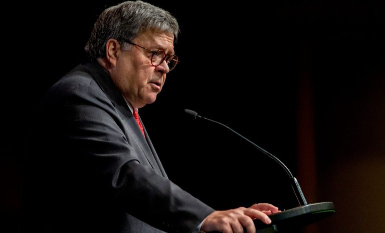 United States Attorney General William Barr, addresses the Grand Lodge Fraternal Order of Police's 64th National Biennial Conference at the Ernest N. Morial Convention Center on Convention Blvd. in New Orleans, La. Monday, Aug. 12, 2019. 