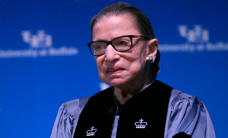 Supreme Court Associate Justice Ruth Bader Ginsburg speaks about her work and gender equality following a ceremony where she received a SUNY Honorary Degree from the University at Buffalo, Monday, Aug. 26, 2019, in Buffalo N.Y. 