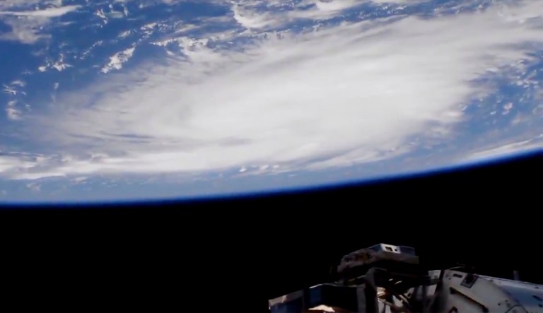This image provided by NASA shows a view of Hurricane Dorian from the International Space Station as it churned over the Atlantic Ocean north of Puerto Rico.