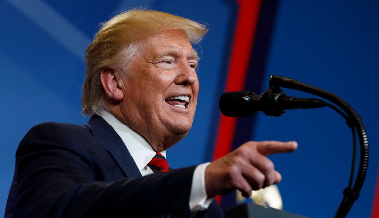 President Trump speaks at the 2019 House Republican Conference Member Retreat Dinner in Baltimore.
