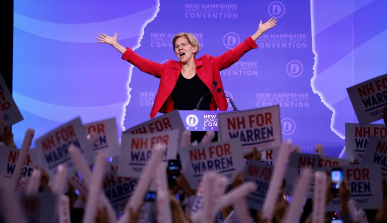 Elizabeth Warren is seen.