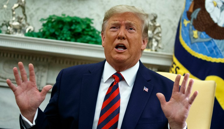 President Trump speaks during a meeting with Australian Prime Minister Scott Morrison in the Oval Office of the White House, Friday, Sept. 20, 2019, Washington. 