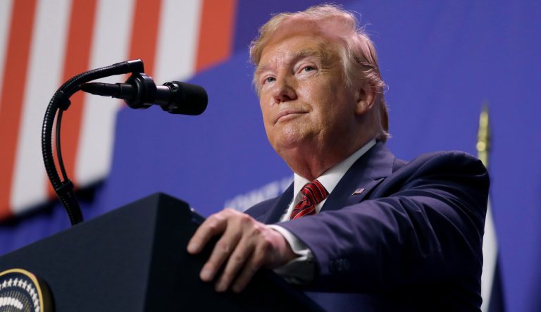 President Donald Trump speaks during an event at Pratt Industries, Sunday, Sept 22, 2019, in Wapakoneta, Ohio. 