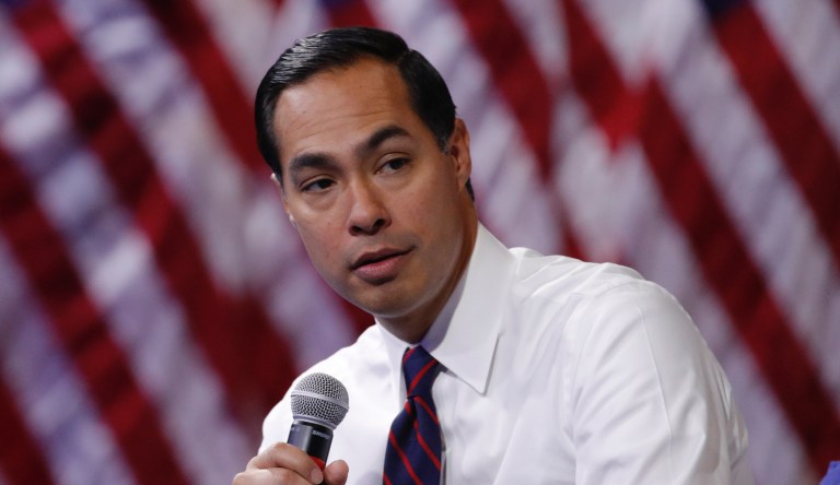 Former Housing and Urban Development Secretary and Democratic presidential candidate Julian Castro speaks during a gun safety forum Wednesday, Oct. 2, 2019, in Las Vegas.