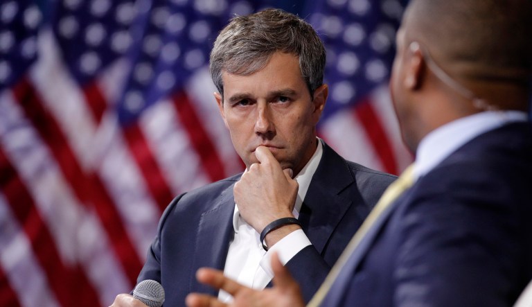 Democratic presidential candidate and former Texas Rep. Beto O'Rourke listens during a campaign event.