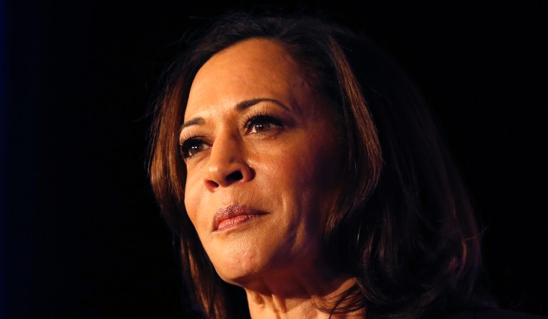 Democratic presidential candidate Sen. Kamala Harris, D-Calif., speaks in SEIU Unions For All Summit on Friday, Oct. 4, 2019, in Los Angeles.