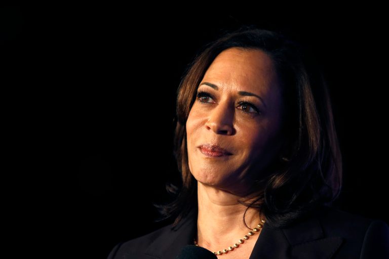 Democratic presidential candidate Sen. Kamala Harris, D-Calif., speaks in SEIU Unions For All Summit on Friday, Oct. 4, 2019, in Los Angeles.