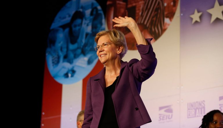 Democratic presidential candidate Sen. Elizabeth Warren, D-Mass., speaks in SEIU Unions For All Summit on Friday, Oct. 4, 2019, in Los Angeles. 