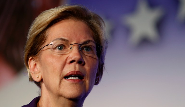 Democratic presidential candidate Sen. Elizabeth Warren, D-Mass., speaks in SEIU Unions For All Summit on Friday, Oct. 4, 2019, in Los Angeles.