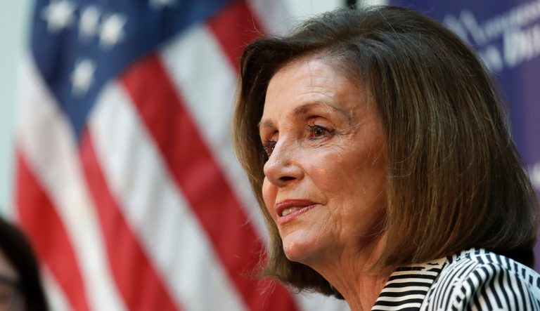 Speaker of the House Nancy Pelosi, D-Calif., listens during a talk about lowering the cost of prescription drug prices Tuesday, Oct. 8, 2019, at Harborview Medical Center in Seattle. 