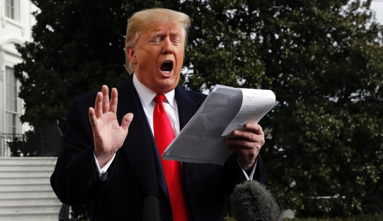 Newly disciplined Trump sticks to script as White House hammers ‘no quid pro quo’ line