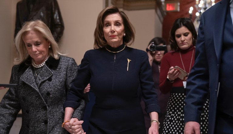 WATCH: Pelosi hauls in poster of US flag to recite Pledge of Allegiance before impeachment vote