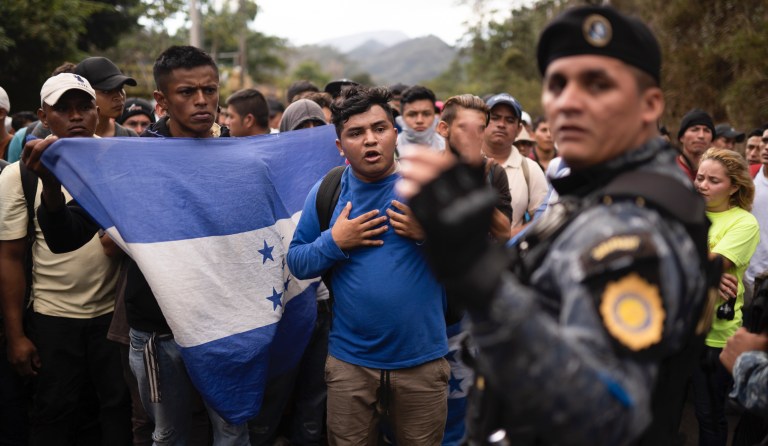 US ICE agents and Guatemalan police bus caravan members back to Honduras
