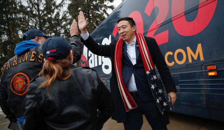 ‘Let’s see Bernie do that’: Andrew Yang shows off agility in Iowa
