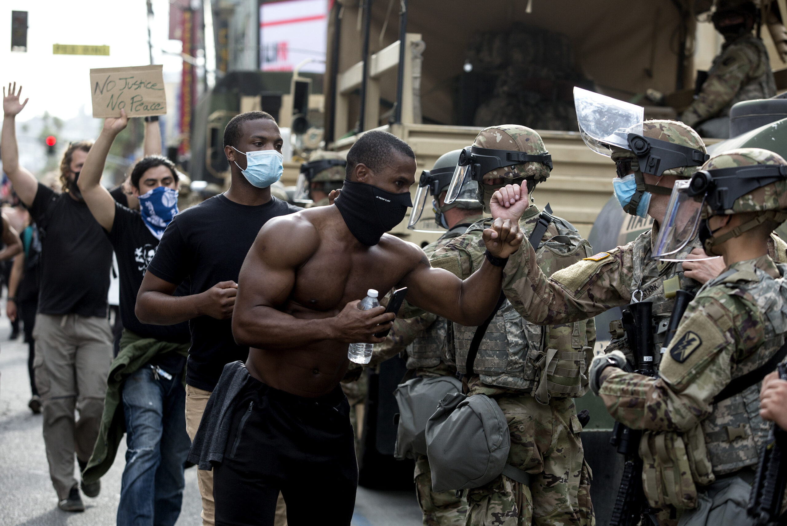 ‘Take a knee’: National Guardsmen filmed kneeling during protest in Hollywood