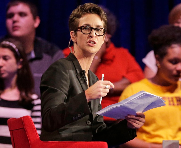 In this 2015 photo, MSNBC's Rachel Maddow speaks during an event.