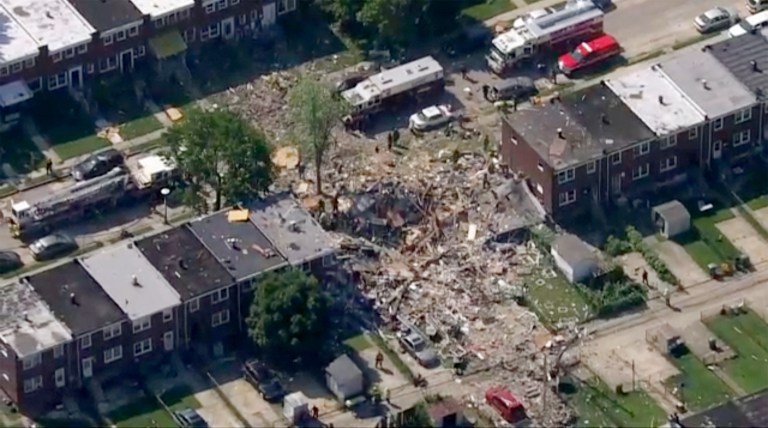 ‘Major’ gas explosion in Baltimore kills one and leaves others trapped in damaged homes