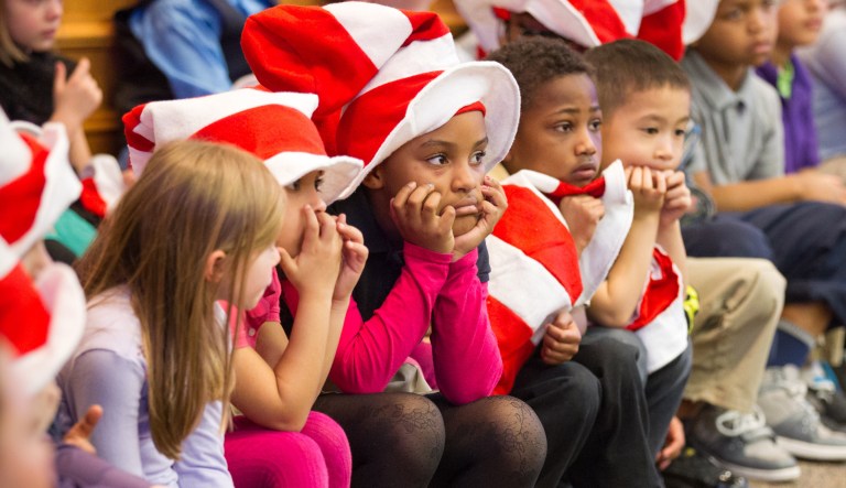 Students from Shayne Elementary School wait to participate in the House Education Committee's annual reading of Dr. Seuss books during a hearing in Nashville, Tenn., Tuesday, March 11, 2014. 