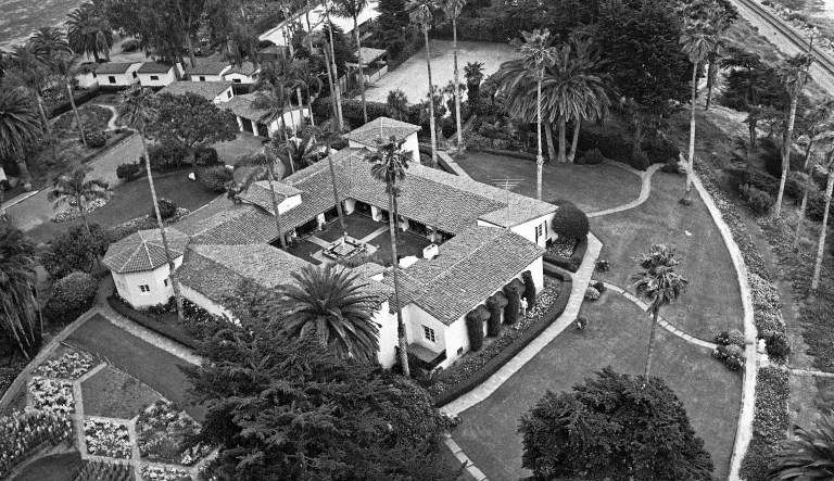 FILE - This May 13, 1969 file photo shows the house that would soon become the California home of President Richard Nixon and his wife Pat in San Clemente, Calif. The seaside California estate, dubbed the Western White House when it was owned by Nixon, is for sale at $75 million. The Orange County Register reported Wednesday, April 1, 2015, that the San Clemente property is being sold by retired Allergan CEO Gavin Herbert, who has owned it for 35 years. 