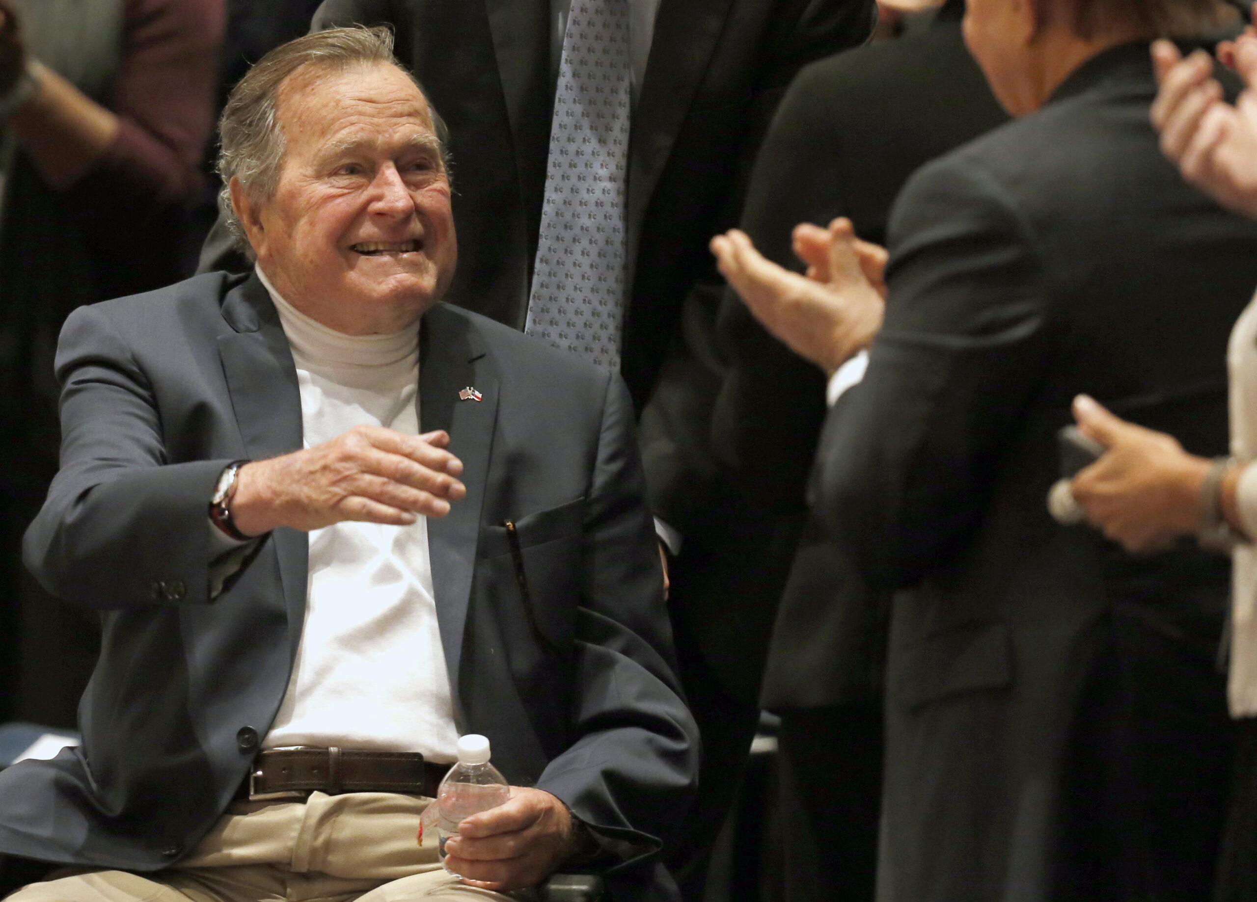 George H.W. Bush is in ‘great spirits’ following hospitalization, spokesman says