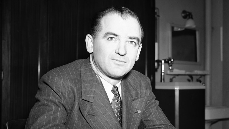 Senator-elect Joseph R. McCarthy during a visit on Capitol Hill in Washington.
