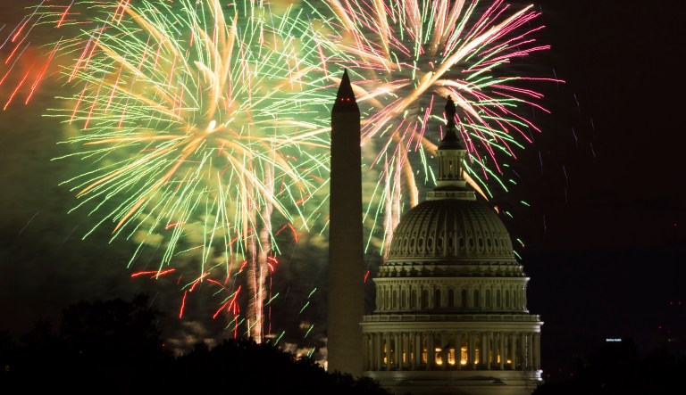 Fireworks illuminate the sky over the Capitol building and the Washington Monument during Fourth of July celebrations, on Friday, July 4, 2014, in Washington.