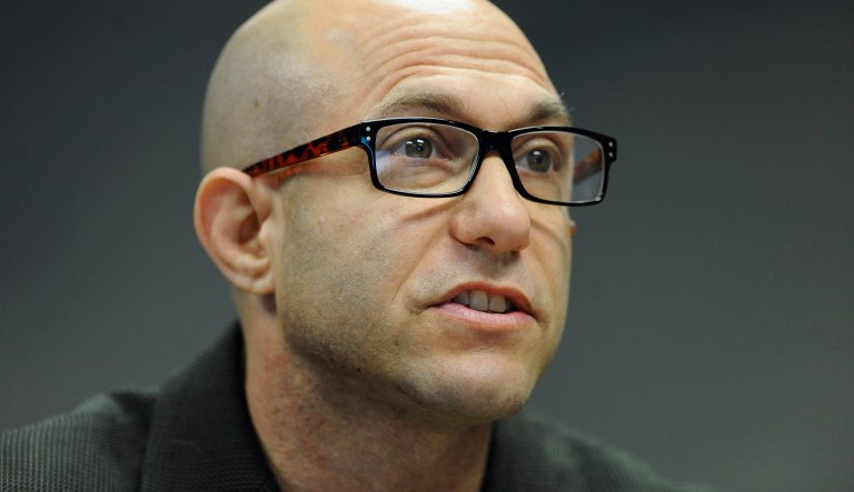 Jeremy Richman father of Sandy Hook Elementary school shooting victim Avielle Richman addresses the Sandy Hook Advisory Commission, Friday, Nov. 14, 2014, in Newtown, Conn. The parents of two children killed made presentations on ways to better address mental health, school safety and gun violence prevention.